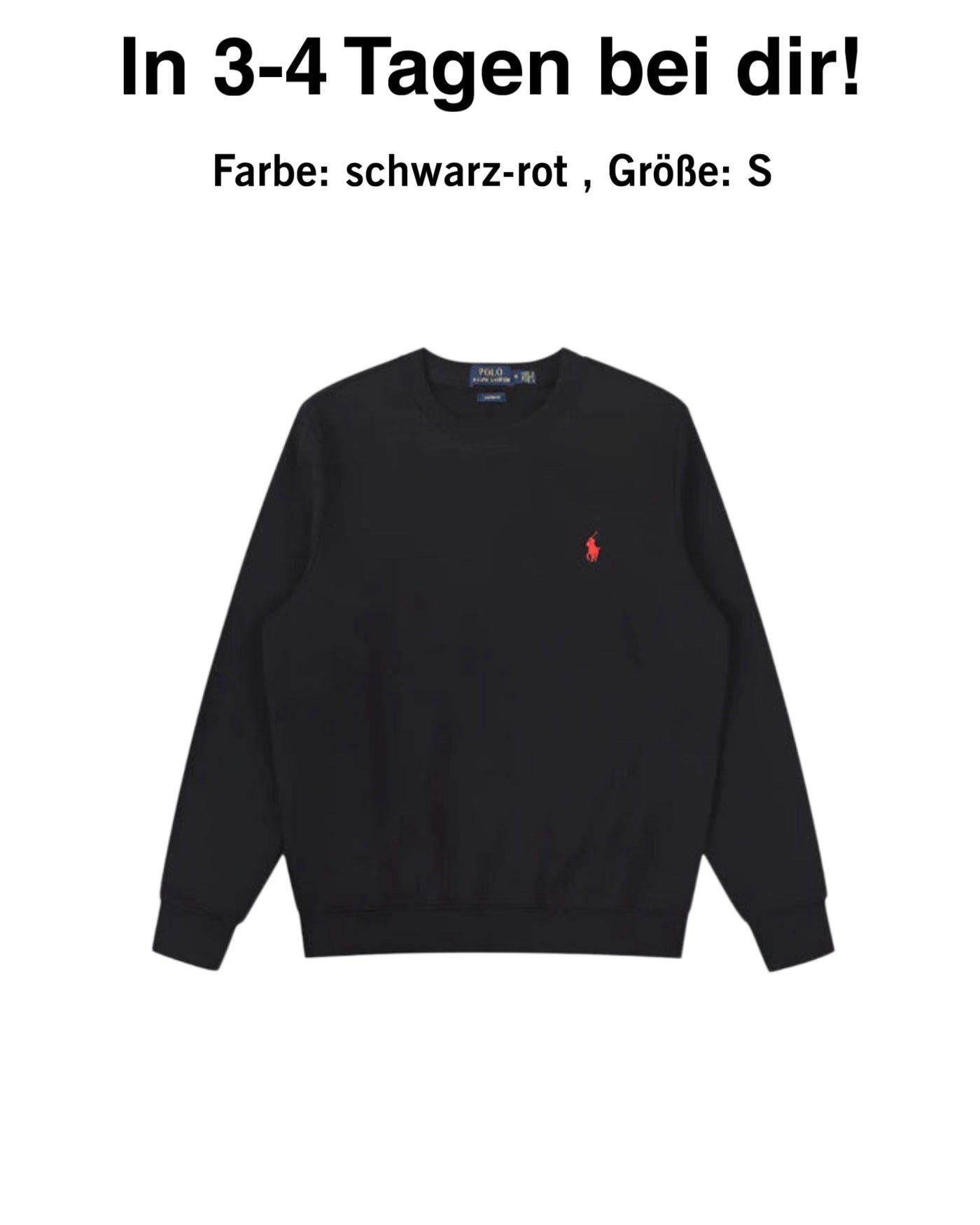 "RL" Sweater Schwarz-Rot S